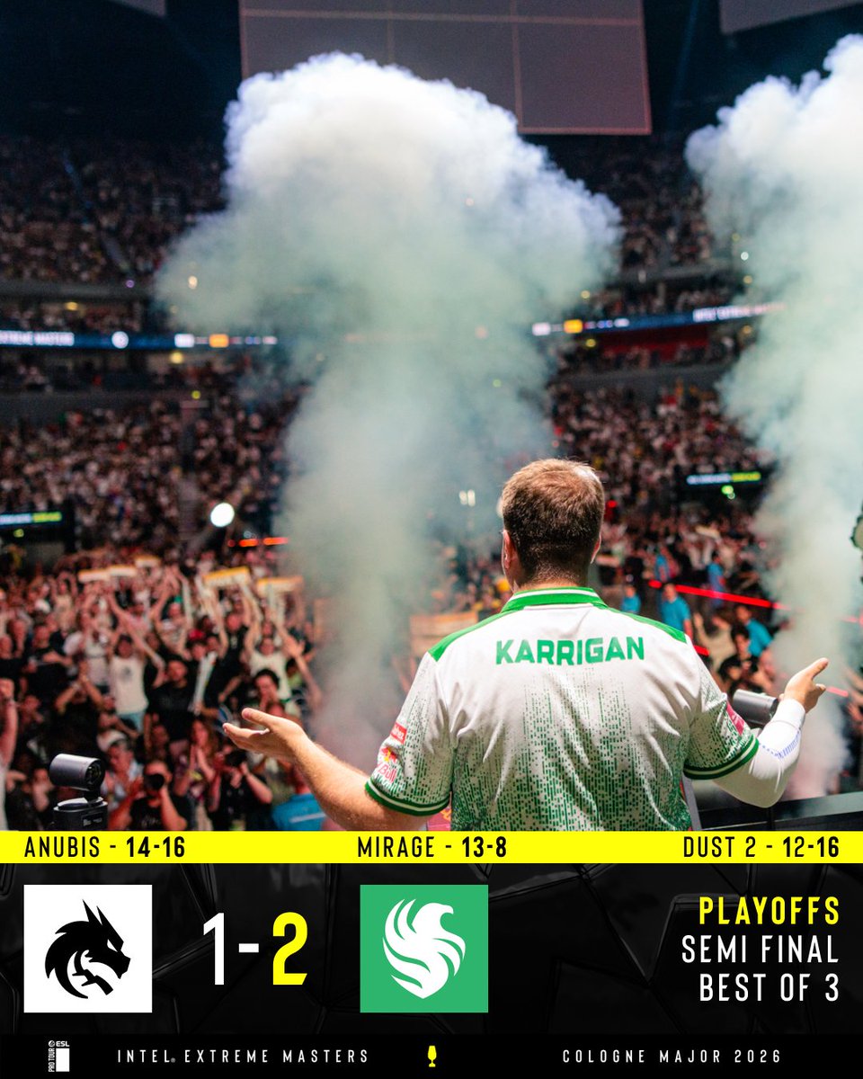 IEM's tweet photo. .@FalconsEsport defeat @Team__Spirit in an absolute banger of a match to reach the #IEM Cologne Major GRAND FINALS 🔥 https://t.co/hWYzBuoAv8