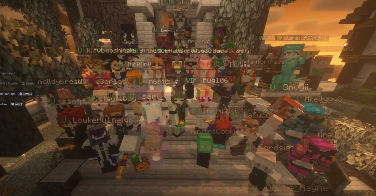 SwagPireQSMP's tweet photo. Our Official Wedding between our two leaders. 
Sari &amp; Mike. 
With a Guest appearance from Cucurucho himself.
Thank you to everyone who came and supported this wedding, We hope you enjoyed!  🩵 

@playqsmp  @QSMPGlobal  @cucuruchito 
#swagpire  #qsmplive  #newlyweds https://t.co/XEx9jj8dsD