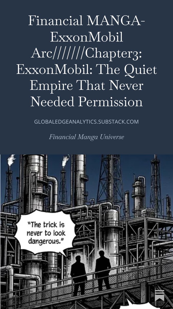 GlobalEdgeMacro's tweet photo. ExxonMobil is the kind of corporate monster people condemn loudly and depend on silently.
The world wants cleaner morals, but it still runs on fuel, logistics, and the dirty little bargain nobody wants to price in.
#manga #oil #ExxonMobil https://t.co/AdnPZMPmjR