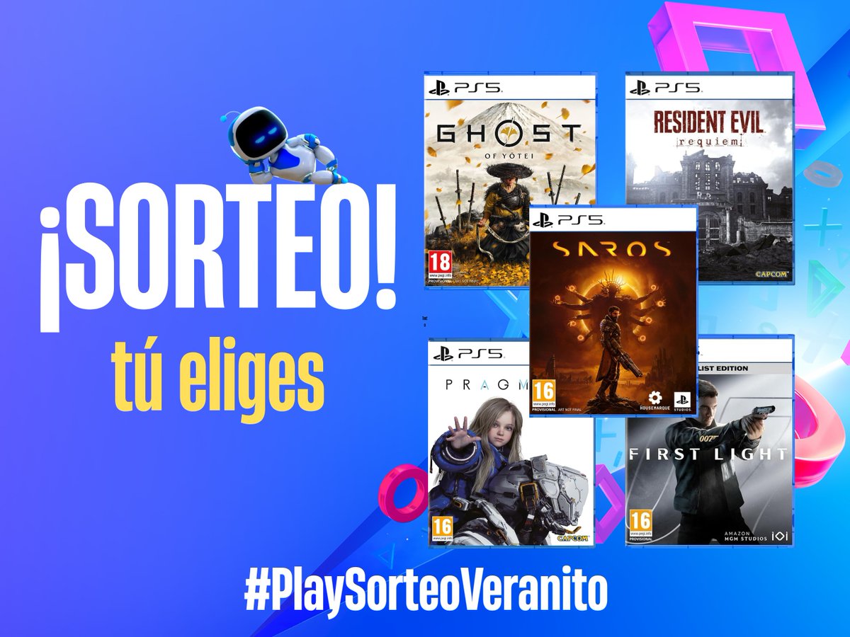 PlayVerso's tweet photo. ¡Llega #PlaySorteoVeranito! 🌞

Voy a sortear una copia física a elegir entre los 5 juegos de la imagen. #PS5 

1⃣ Sigue a @PlayVerso 
2⃣ RT a esta tweet
3⃣ Comenta con #PlaySorteoVeranito

Ganador el próximo lunes 29, suerte! 🥰 https://t.co/qn3AkT1Lw7