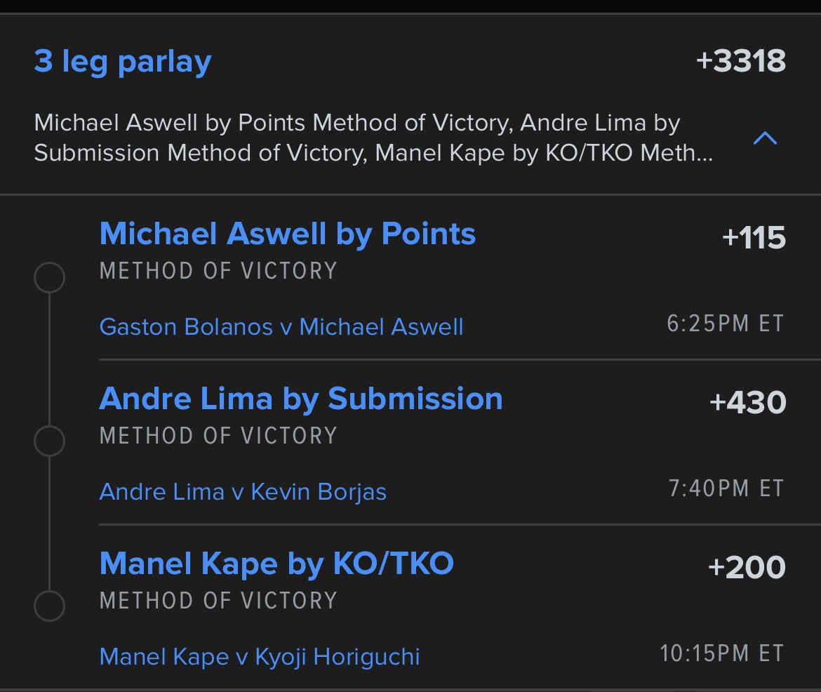 FadedMMAPicks's tweet photo. Cycle parlay! #UFC #GamblingX https://t.co/DWggfcYb9M