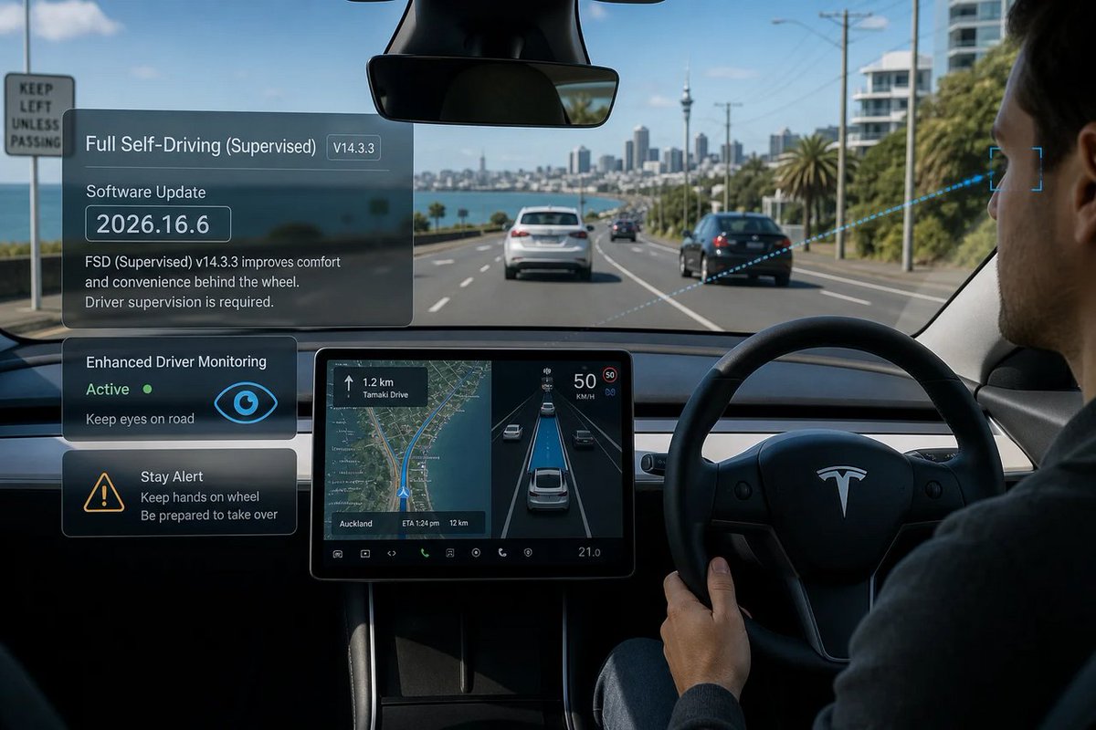 windowsforum's tweet photo. 🤖 Tesla finally syncing FSD major generations in ANZ—translation: the delay wasn’t “mileage,” it was politics. Still, “supervised” means you’re the safety net.
https://t.co/QtwgEAi5vo
#SoftwareUpdate #TeslaFsd #AutonomousDriving #AustraliaNewZealand https://t.co/bvpX9Q4ouQ