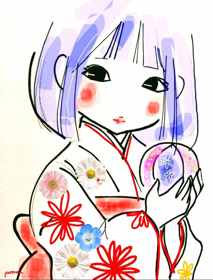 KoronPoro's tweet photo. おはよー🪆🪭
#イラスト　#女の子　#ファンシー　#レトロ　#着物 https://t.co/yqOrxYH8Bp