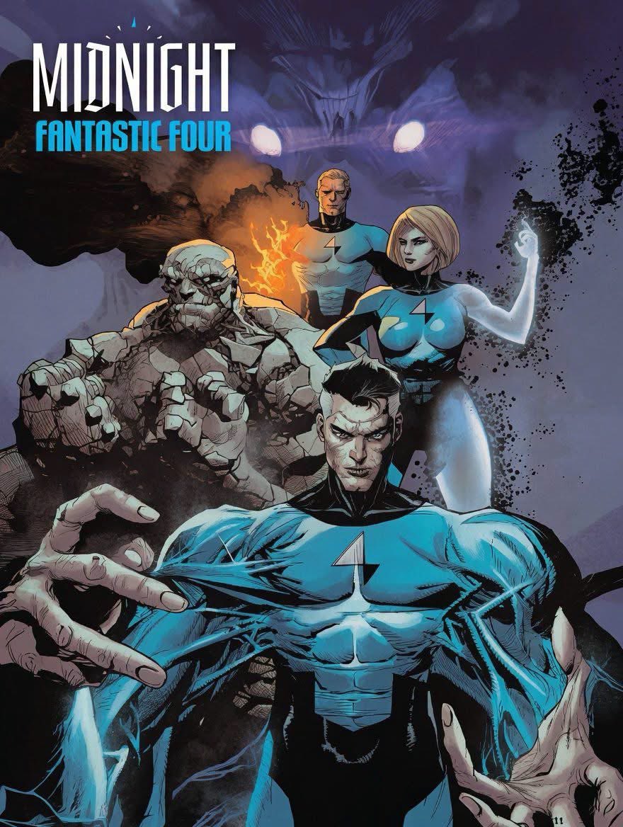 TheTopComics's tweet photo. Primer vista a Midnight Fantastic Four, que pertenece a la nueva línea, que muchos consideran, ha surgido para competir con el universo Absolute de DC Comics https://t.co/Zwu0pMtogb