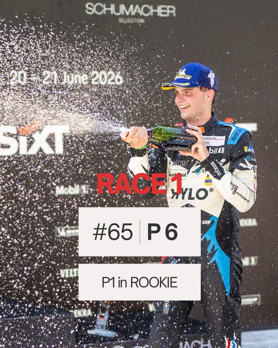 team75bernhard's tweet photo. 𝗥𝗮𝗰𝗲 𝟭 ✔️
Congrats Sam Jongejan on the Rookie Victory 🥳 

P 6 (P 1 in Rookie) - Sam Jongejan 
P 11 - Gian Luca Tüccaroglu
P 24 (P 2 in ProAm) - Michael Essmann

#Team75Bernhard #Motorsport #PSCCD #Porsche #RaceDay
@Porsche @CarreraCupDE 
@PorscheRaces https://t.co/N8gDbISSRe