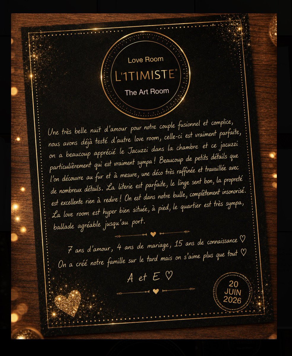 BoursSebastien's tweet photo. Parmi tous les témoignages laissés dans nos Love Room, celui-ci fait incontestablement partie des plus beaux que nous ayons reçus. ❤️

Des avis comme celui-ci ne se lisent pas seulement… ils se ressentent. 💛 https://t.co/dvxtdHag1d
