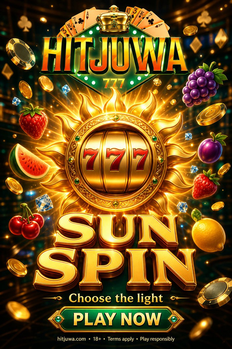 HitJuwaCasino's tweet photo. Sun Spin turns up the weekend glow. ☀️
Choose the light and join the fun.
#HitJuwa #SunSpin #SocialGaming
18+ • Terms apply • Play responsibly https://t.co/EwjIycf4wC