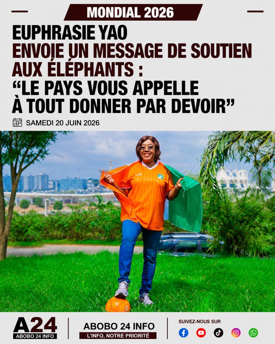 ABOBO24_INFO's tweet photo. La Ministre Euphrasie Yao a adressé un message vibrant aux Éléphants avant leur choc face à l'Allemagne. Elle les a appelés à se dépasser pour le pays : "Le pays vous appelle, appelle à tout donner par devoir, le devoir d'être un modèle, un modèle d'espérance et de fierté. https://t.co/lt5buLKCzX