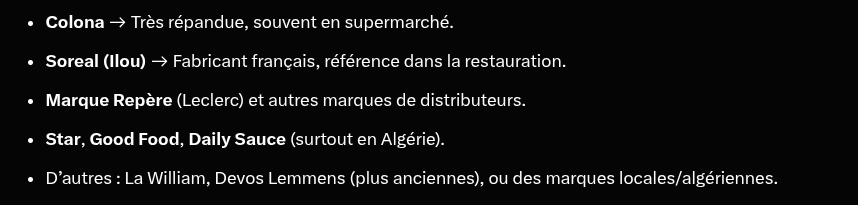 Aaron97417's tweet photo. @Casusbilli @Geralt2rivv @Rayan13_00 @Elh_Mrr Il y a plus de 5 marques qui fabriquent la sauce Algérienne https://t.co/NxBEhSTqtb