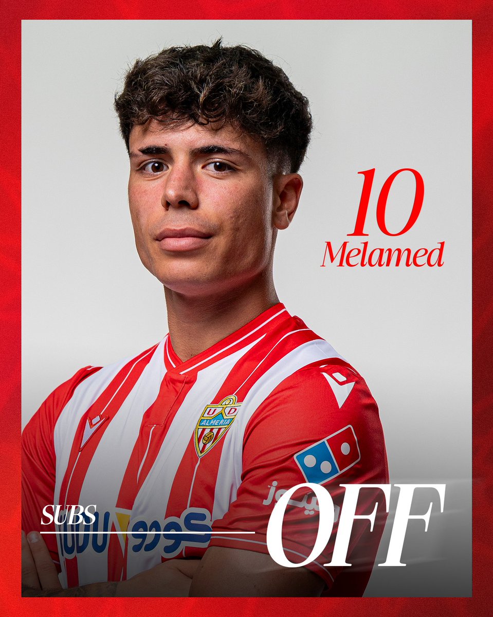 U_D_Almeria's tweet photo. ⏱️ 58' | 0-0 | 🔁 Cambio
➡️ Baptistao
⬅️ Melamed
#️⃣ #vamosalmería | ⚽ #AlmeríaMálaga | 📻 #UDAradio https://t.co/BhqD1Kf7vU