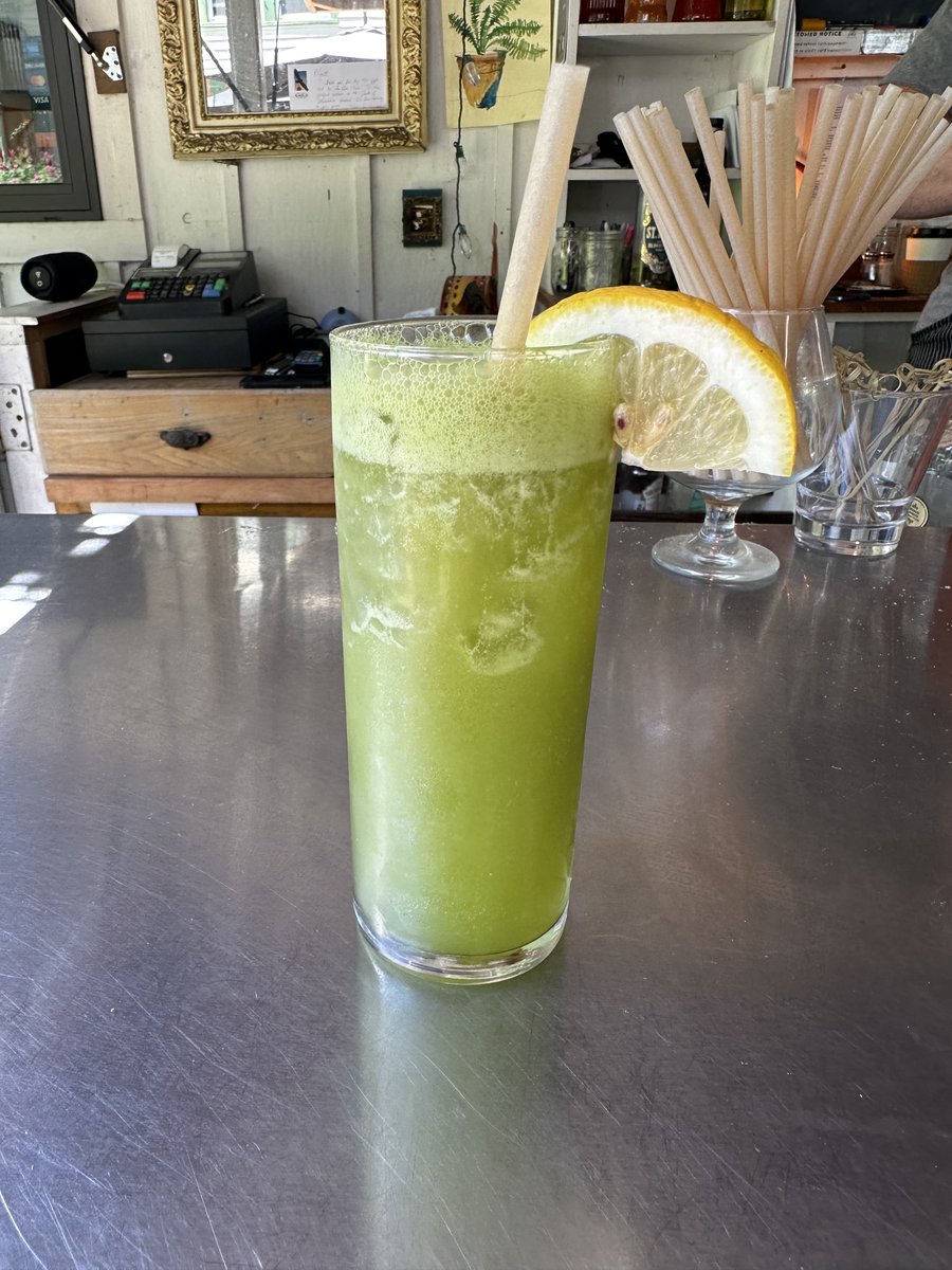 PatKessler's tweet photo. BRILLIANT MARKETING: Refreshing adult specialty drink “Reflecting Pool” at rural Wisconsin bar &amp; restaurant. As green as the real thing in DC! https://t.co/ghl8O20UBH