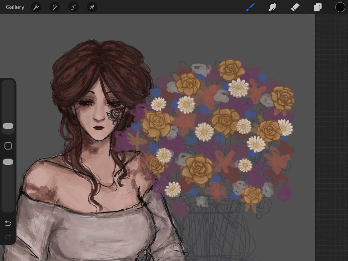 swayturapilled's tweet photo. one time I was supposed to draw daisies (yes daisies as in the ones that are literally the size of a coin) and made them as big as a fucking rose and I didn’t realize something was wrong until much later anyway I crashed out and abandoned this drawing https://t.co/DPyfF0m58H