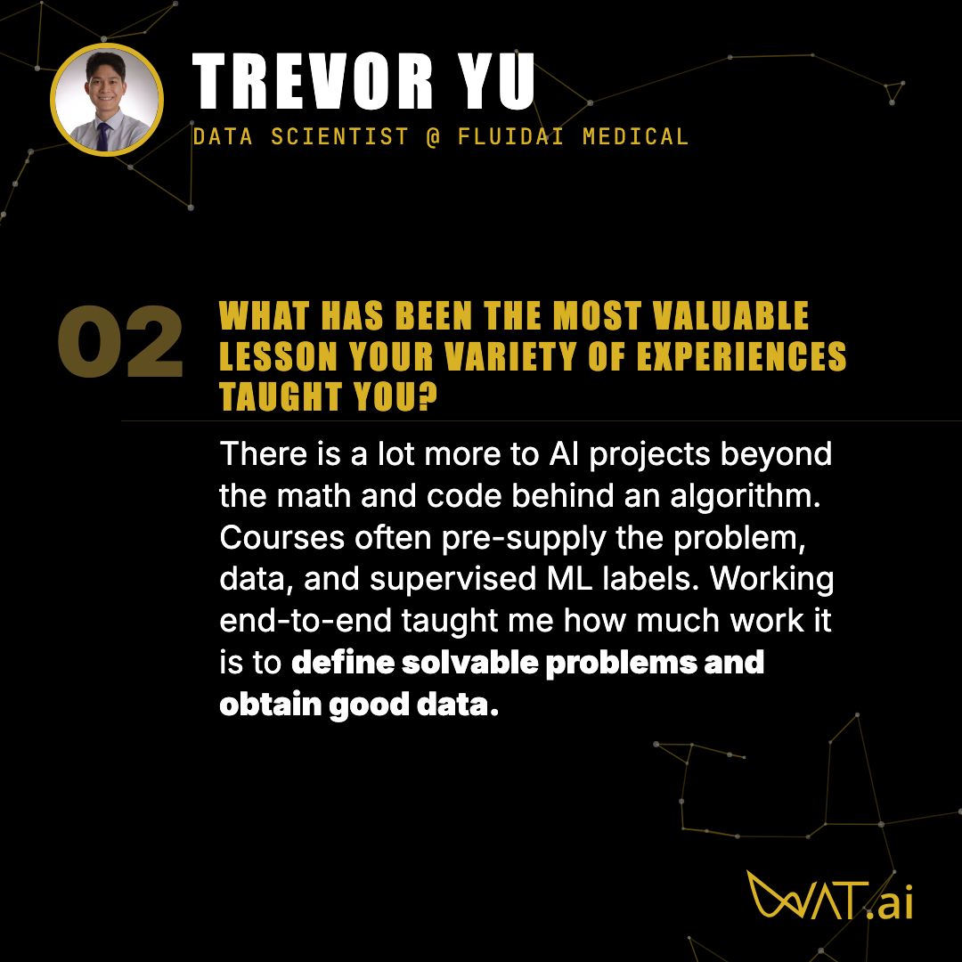 uwwatai's tweet photo. Meet Trevor Yu: former https://t.co/RWC5ofiRuU VP Operations, now applying AI in healthcare at FluidAI Medical! 🤯

At https://t.co/RWC5ofiRuU, Trevor helped organize technical teams, support projects, and build the kind of community where people learn by shipping real work. https://t.co/WIKdhD4tj9