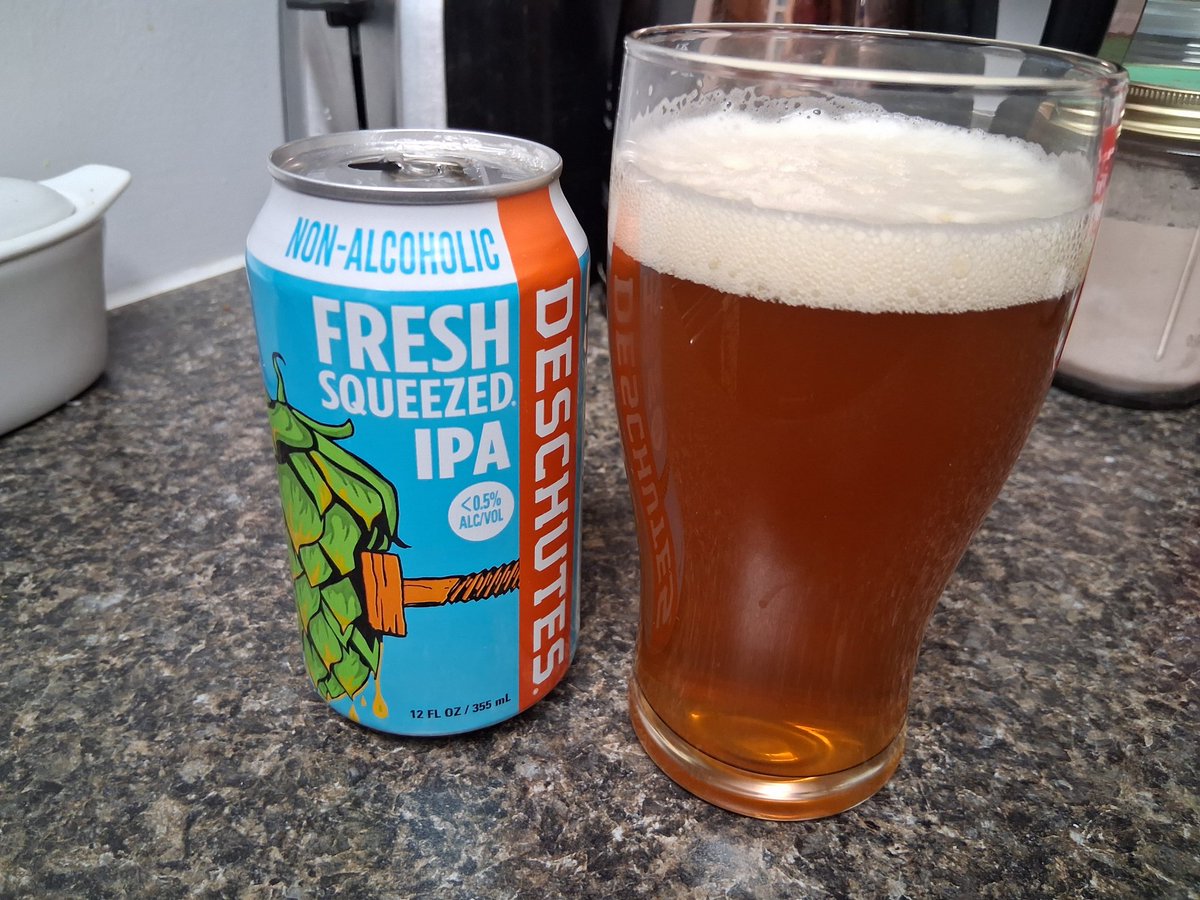 Shawn_Smith1's tweet photo. A new NA to try.

Color is nice. Hop aroma is weak. Mouth feel is good. Hop flavor is there, but not citrus. Common backend bitterness like some IPAs that I don't love. Definitely not even close to as enjoyable as the Sam Adams Just the Haze Hazy IPA. https://t.co/sr8JvY8CtO