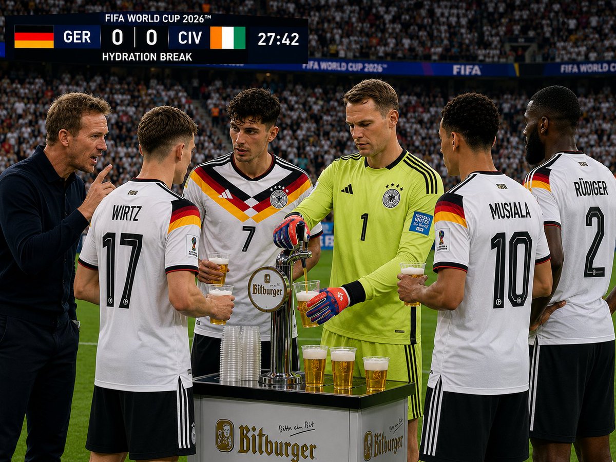 Marius1986d's tweet photo. Das Hydration Break hat der deutschen Elf nicht gut getan #GERCIV #WM2026 #DFBTeam https://t.co/Z0Lr8Ia1zP