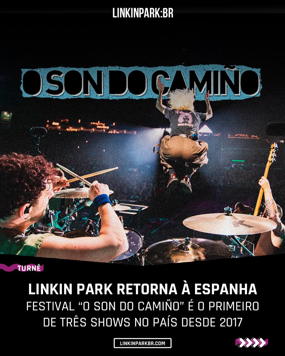 LinkinParkbr's tweet photo. Na noite de ontem (19), o Linkin Park fez sua primeira apresentação na Espanha desde 2017. Com um set de DUAS horas - um tanto incomum para festivais - eles agitaram a galera n'O Son Do Camiño, tocando até With You!

Segue o fio pra conferir algumas fotos maravilhosas dos fotógrafos @radnomadvisuals @javierbragado @edmasonphoto (Instagram), o setlist completo e o nome da vez escolhido por Joe Hahn para o seu solo! 

@LPLive @Bea_LP 

#linkinpark