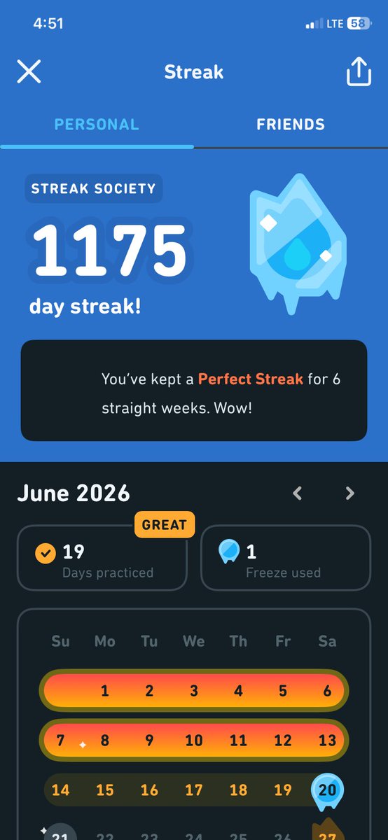 HemarateDef's tweet photo. @duolingo in think theres been a glitch. I did my daily lesson and even got an award for reaching 1175 days yesterday :(( but today it said i missed a lesson and got frozen but when in checked my streak freeze none was used. Pls check my acc is @VERONIKA444414 https://t.co/Mbh3k1sOxS