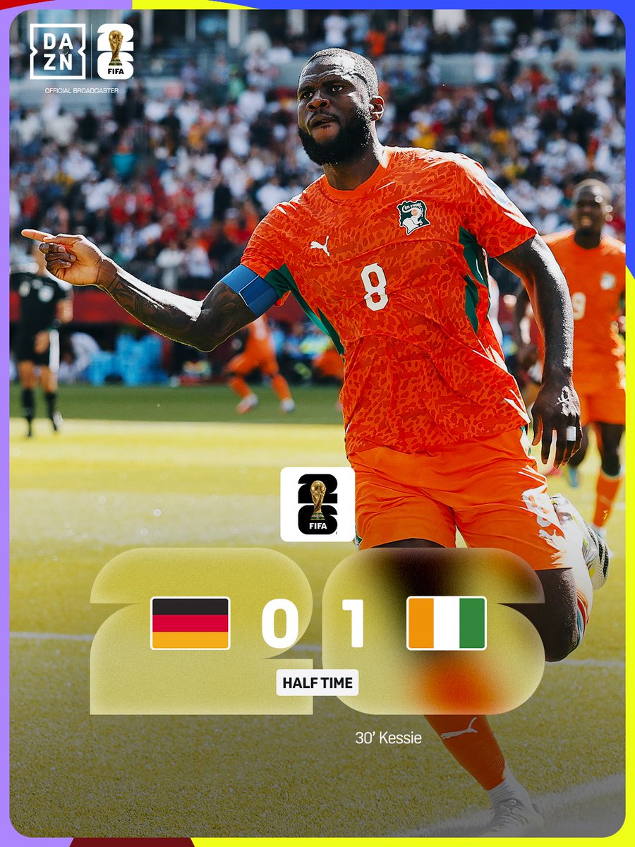 DAZN_IT's tweet photo. 𝘾𝙞 𝙥𝙚𝙣𝙨𝙖 𝙆𝙚𝙨𝙨𝙞𝙚 🫡
Costa d’Avorio avanti sulla Germania a fine primo tempo 👀

#GermaniaCostaDAvorio #FIFAWorldCup #DAZN https://t.co/ln2wgZf0PB