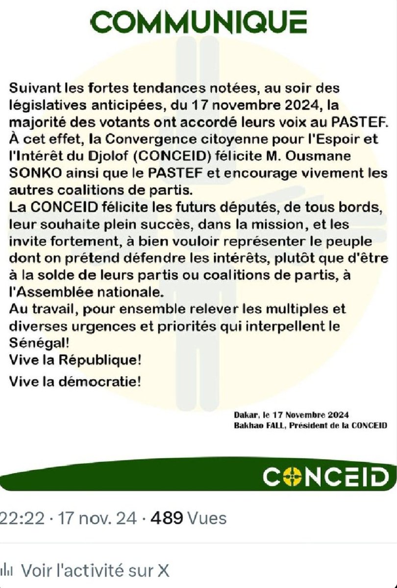 baxaofall's tweet photo. @FatimaNdiathie Pour une proposition de réforme constitutionnelle si profonde, le PASTEF, se disant être à cheval sur les principes, doit privilégier la voie référendaire ; autrement, il ne fait qu'exceller dans des pratiques politiciennes qu'il a longtemps dénoncées
Pour rappel
Respectueusement https://t.co/FCJ5BCu4zF