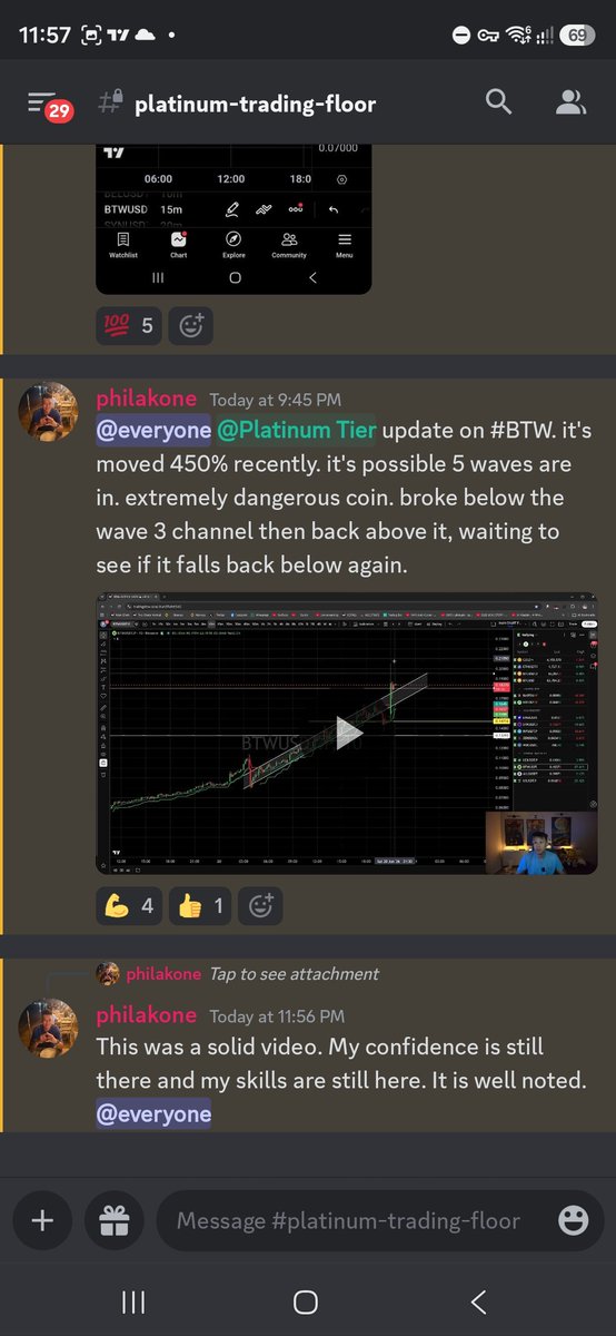 PhilakoneCrypto's tweet photo. #BTW was quite awesome to trade. Called the top quite hard in my discord group.
If you're not in it, you'll miss my high quality calls. https://t.co/ZaOgSA3fMt