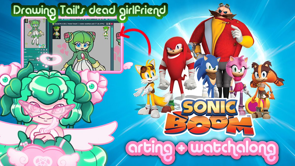 peachyseraphim's tweet photo. ˚₊‧ ꒰ა Going Live! ໒꒱‧₊˚  

Drawing Cosmo &amp; watching Sonic Boom. Tomorrow at 10 am EST I will be watching the TADC finale w/ Shino &amp; Sofua on stream! Lets save our circus discussion for until then!  

https://t.co/PIU4HZiIRH 

#goinglive #artist #sonicfanart #sonicfan https://t.co/XWuYJ0Tnmz