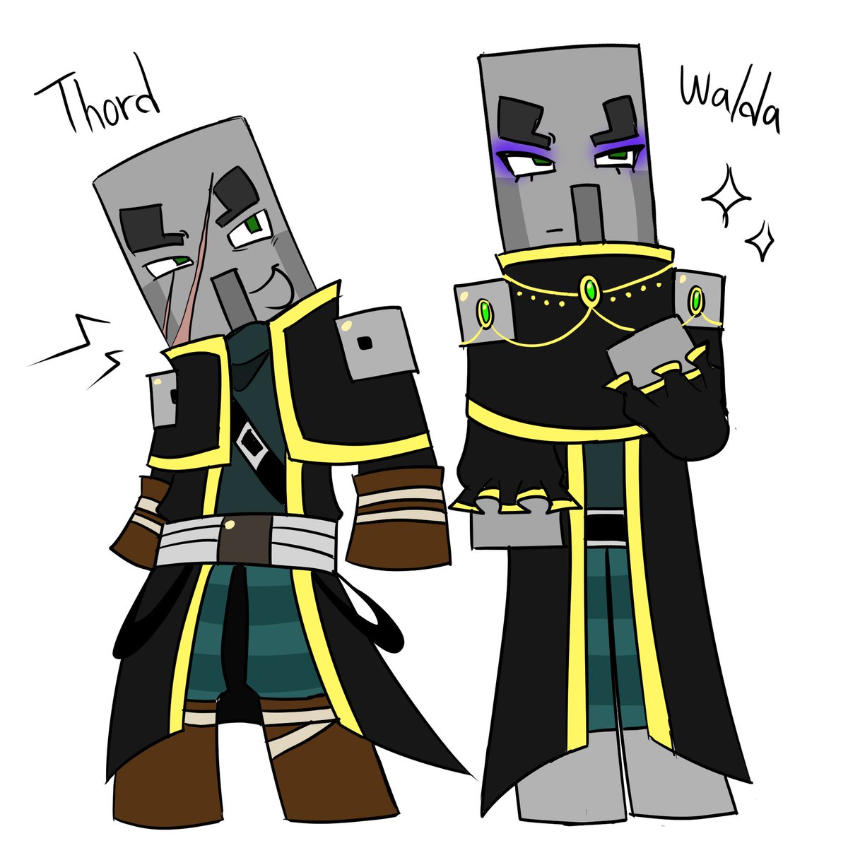 wqfflestick's tweet photo. hi its 5am and i finished drawing my designs for thord and walda (might change some stuff though) #minecraftdungeons #mcd #rotai #illager #illagers https://t.co/EltKayl9Bq