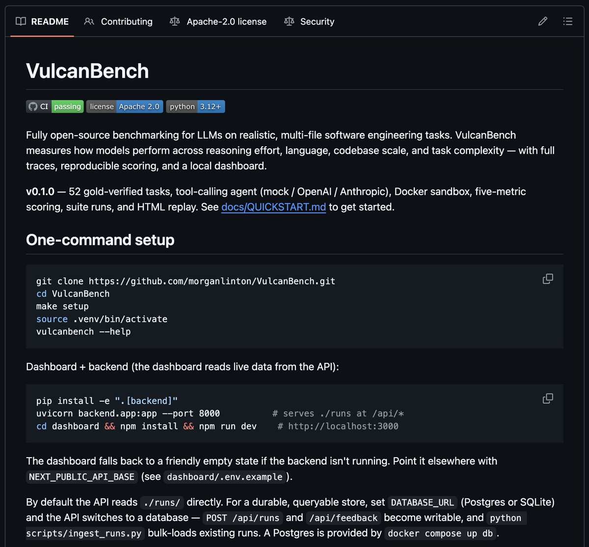 vulcanbench's tweet photo. Okay, it's official, VulcanBench v0.1 is here.

Free and open source llm benchmarking tool, pre-loaded with 52 tests so you can really go deep.

The goal is simple: completely transparent benchmarking, every detail from the code that runs the tests, to the tests themselves, is available, for free, for everyone to see.

Please test, test, and test some more, and give feedback, or even better, submit PRs to make it better.

Live long and Benchmark 🖖