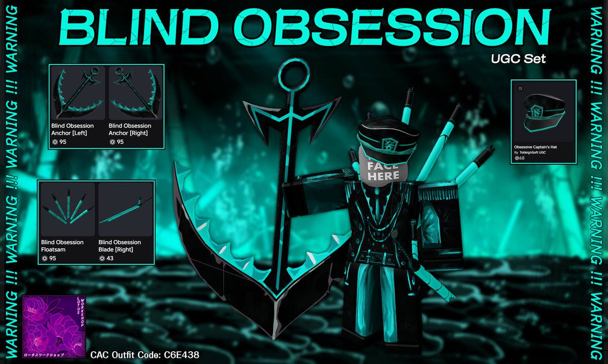 SwaggedPure's tweet photo. BLIND OBSESSION UGC SET!!!
---
Join my group yo. at Lotus Workshop
CAC Code: C6E438

#LimbusCompany #Limbus_Company #robloxugc https://t.co/U6k0nqJt9x