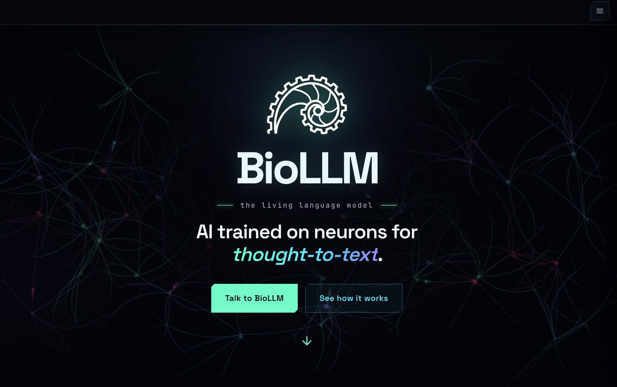BioLLM_'s tweet photo. Our new landing page is live! When you visit https://t.co/UjYIKkmPTH it now walks you through exactly how our technology works.

As we scale into a BIG release for AI power-users we wanted to be able to explain our product more effectively to the masses

Check it out! https://t.co/ADCpB3fmw4