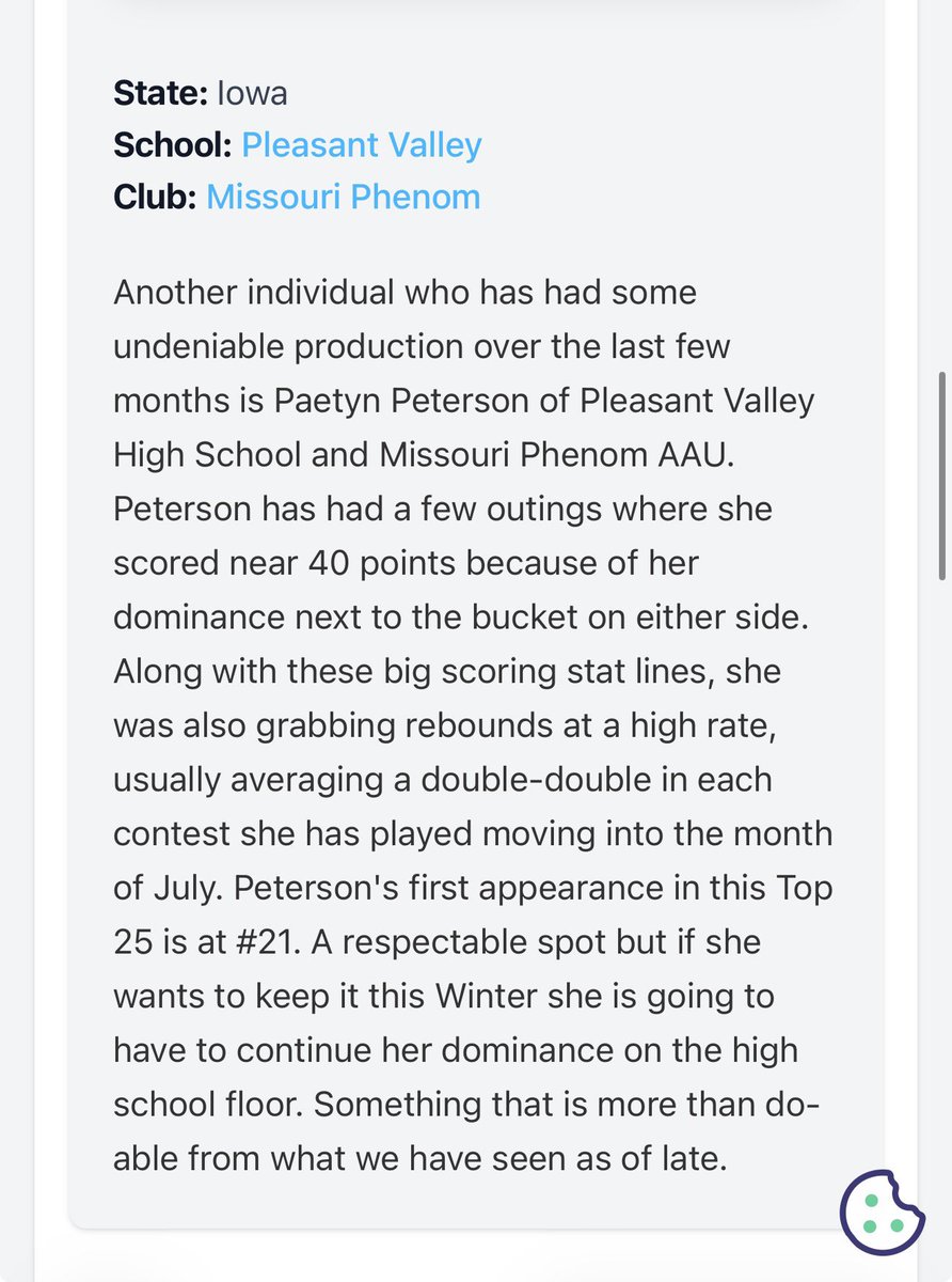 JenniferRMeyer's tweet photo. Keep putting in the work @paetynpeterson this is only the beginning! Thanks for the write up @PGHBrooks @MissouriPhenom @MoPhenomIOWA @Aaron_J_Meyer @Nate_Levin_11 @PVGBB https://t.co/El8SKpbFco