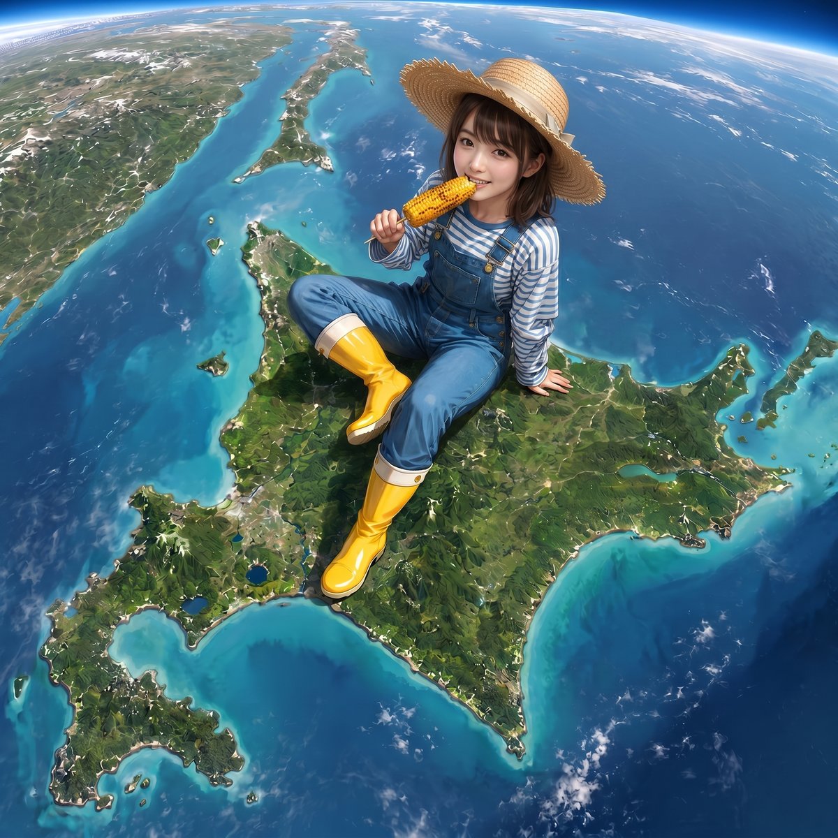 ご参加ありがとうございます！🌽✨ 北海道に座ってとうきびをかじる