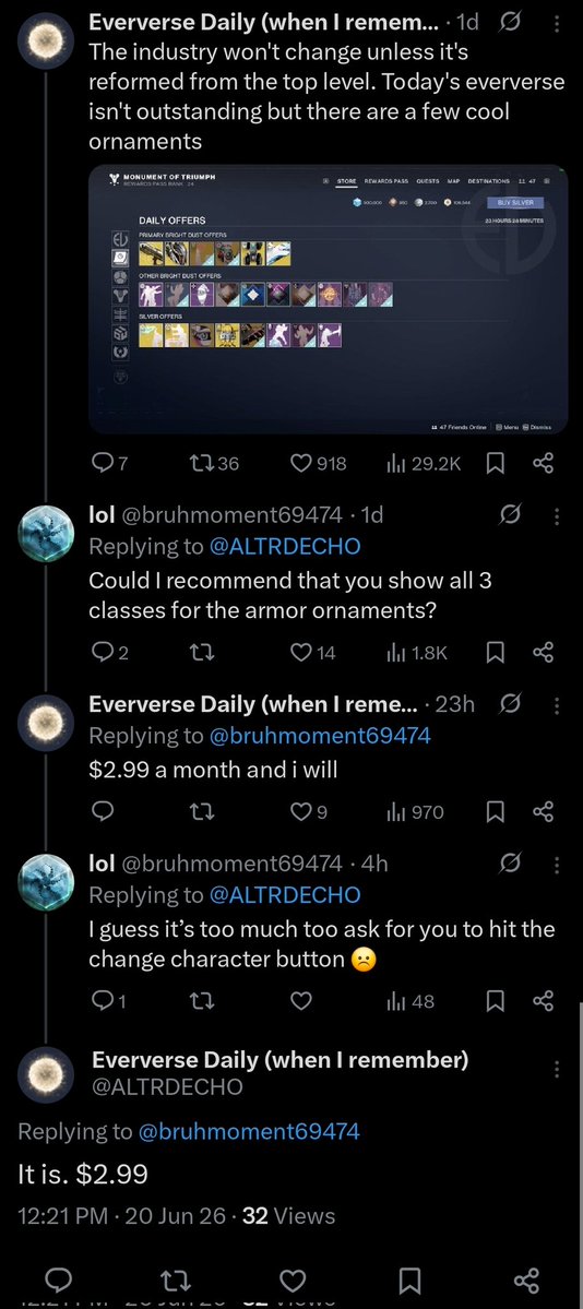 WorthlessCrow's tweet photo. @ALTRDECHO I hope you got your 2.99 https://t.co/NWv36sLyww