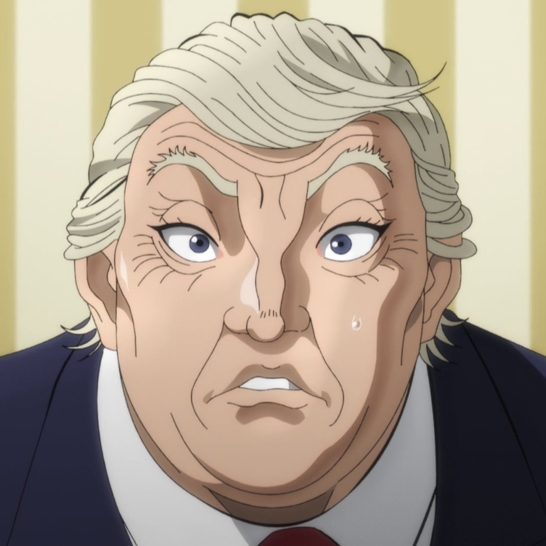 gaak_fr's tweet photo. 🚨INSOLITE : DONALD TRUMP apparaît dans la nouvelle saison de l’anime de BAKI ! 

Il se pisse dessus lors d'une rencontre avec Yujiro Hanma ! https://t.co/KvCq1pRByA