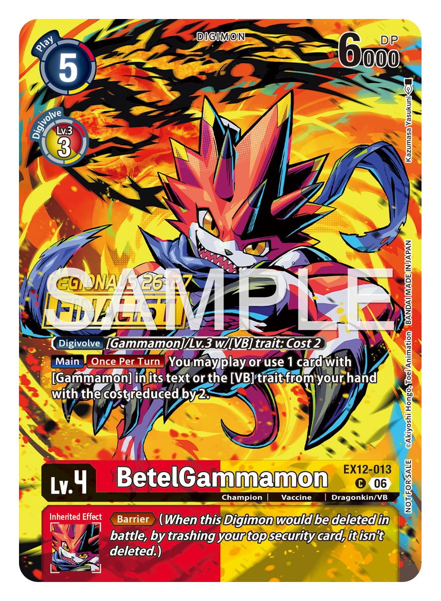 digimon_tcg_EN's tweet photo. [REVEALS]

Hello Digimon Tamers!
Today’s alt-art prize cards are [EX12-013 BetelGammamon] from the Regional Season 2 Card Set!

World Championship 26–27 Regionals Season 2
https://t.co/siZQTiHgrP

#DigimonCardGame https://t.co/IRBamyZeby