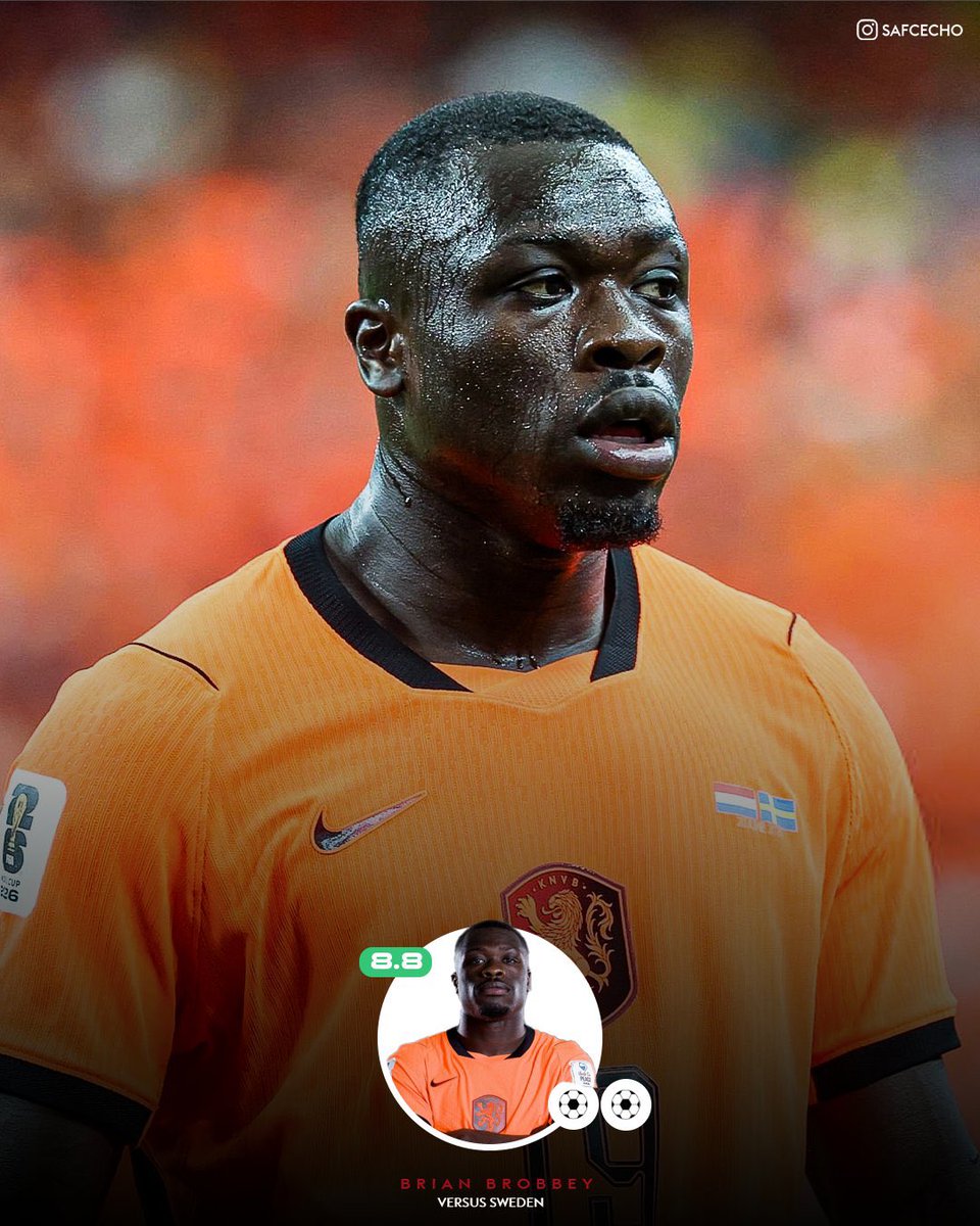 safcecho's tweet photo. 🇳🇱Brian Brobbey vs Sweden today 

⭐ 8.8 Rating
⚽ 2 Goals 

#SAFC https://t.co/zHb5McFyAh
