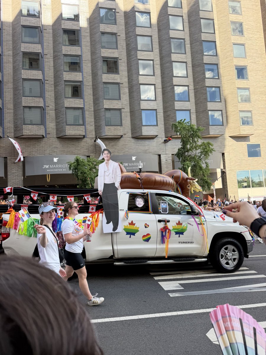 fmrghosthunter's tweet photo. canadian embassy had a cardboard cutout of hudson williams on their pride parade lmaooo https://t.co/ysUgz92Ib7