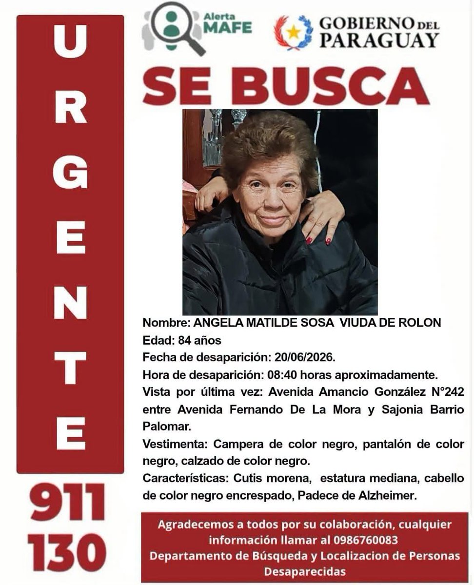 delpynews's tweet photo. ▶️UNA SEÑORA DE 84 AÑOS CON ALZHEIMER ESTÁ DESAPARECIDA | ​​​​​🛑

🚨​​La Policía Nacional pide ayuda a la ciudadanía para localizarla.

Ante cualquier información, favor contactar al 911, al 130 o al 0986 760 083.📲 https://t.co/1Yuywrp3Qm