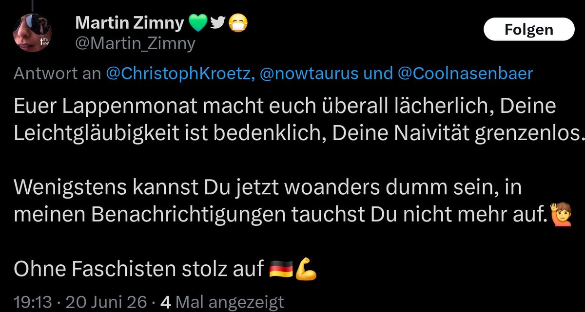 ChristophKroetz's tweet photo. Wenn man das, was man anderen vorwirft, in den Profilnamen packt: (#Stolzmonat wirkt) https://t.co/XMM38WmdLU