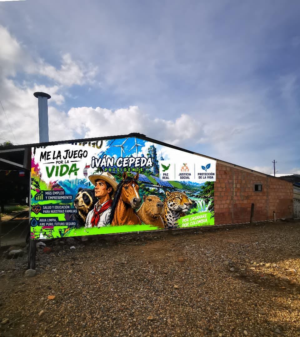 lavozdeyopal's tweet photo. Un mural elaborado recientemente en #Yopal, por un artista local y un grupo de simpatizantes del candidato presidencial Iván Cepeda fue objeto de vandalismo, según denunciaron los promotores de la iniciativa. https://t.co/MFuMTqD7dy