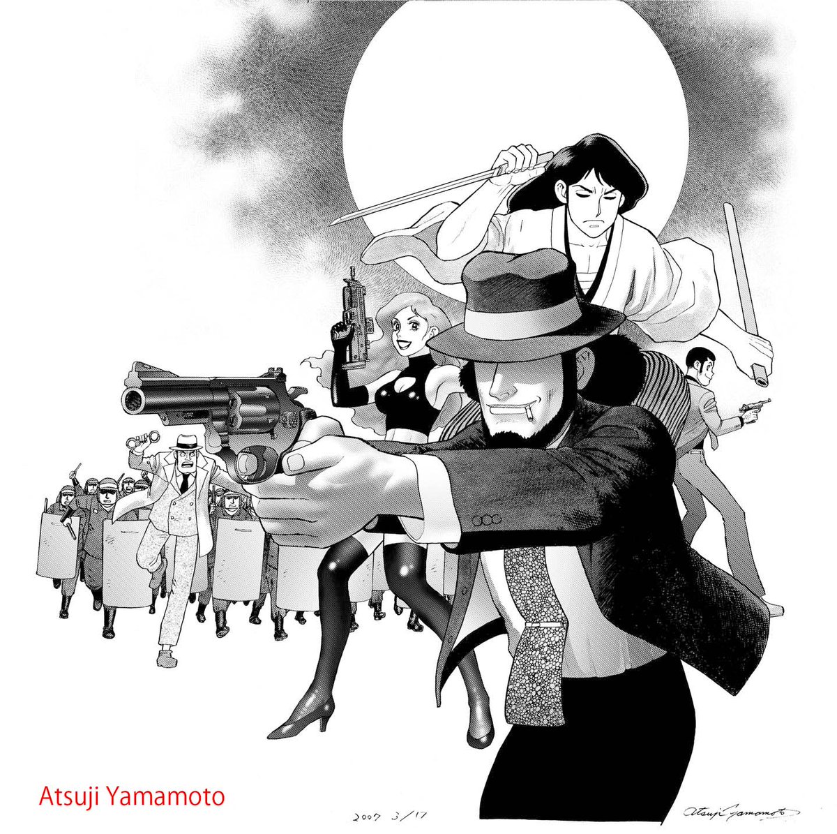 #画像フォルダの右を向いている画像と左を向いている画像を戦わせる
一枚目、右じゃなくて正面ですね、すみません
なお二枚目は勝手な二次創作ではなく昔双葉社から正式にご依頼を受けて描かせていただいた似顔絵イラストです 