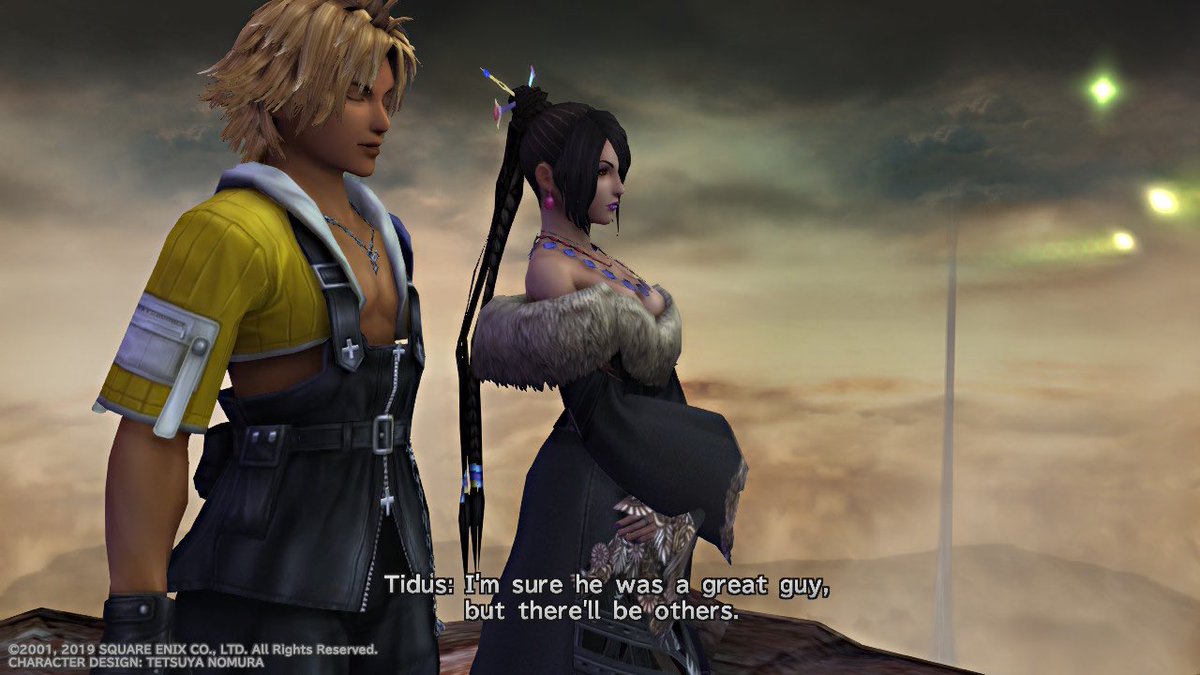 kateyfabe's tweet photo. Tidus tries to suggest that Lulu get over her dead fiancé by having a crack at his still alive brother… incredible wingman #FFX https://t.co/YCKeDqEKS5