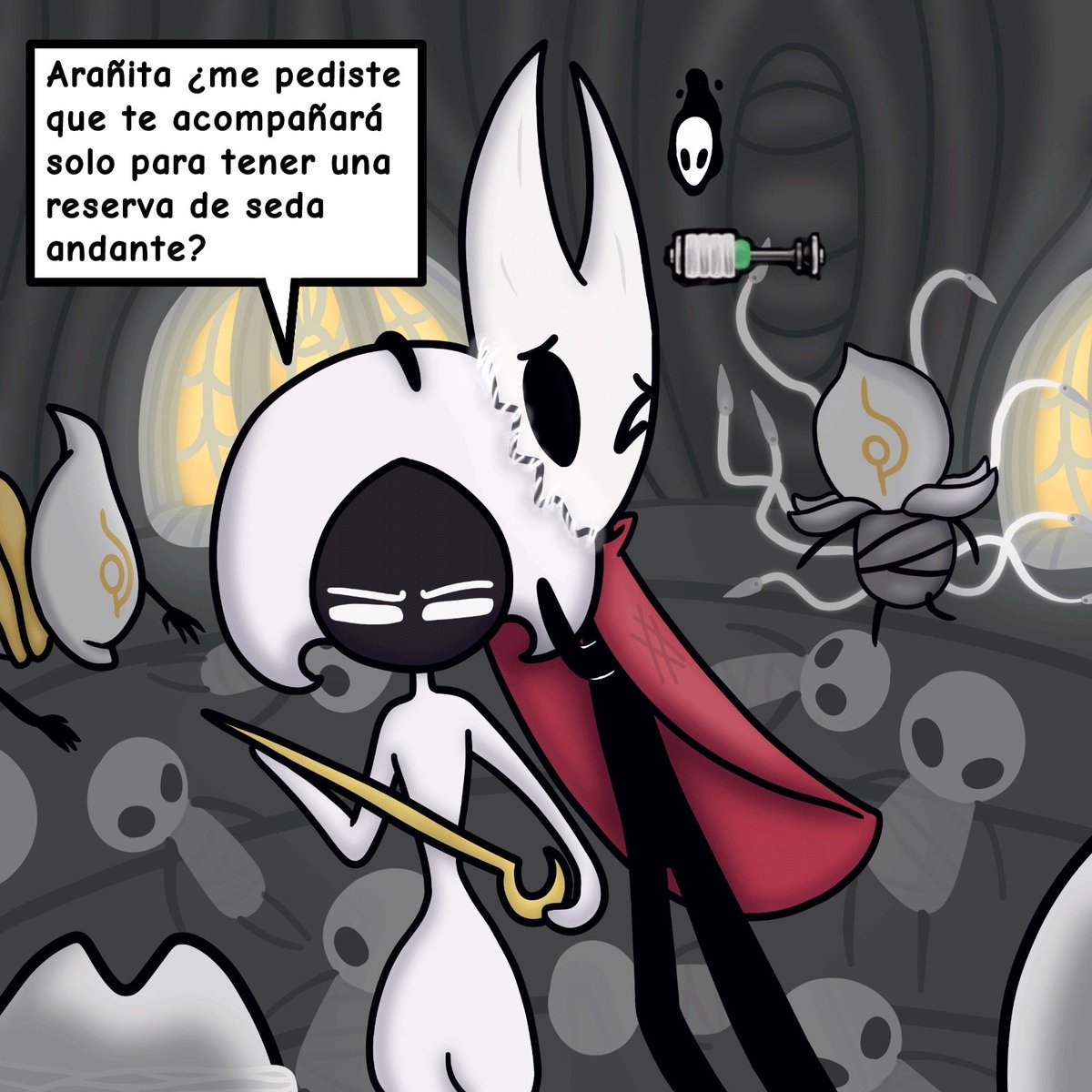 Helena_art2008's tweet photo. Si Hornet le da la seda que produce a Lace y se come la seda de Lace ¿seria canibalismo? Nunca lo sabremos 
#lacenet #silksong #hollowknightsilksong https://t.co/NTMdINWznn