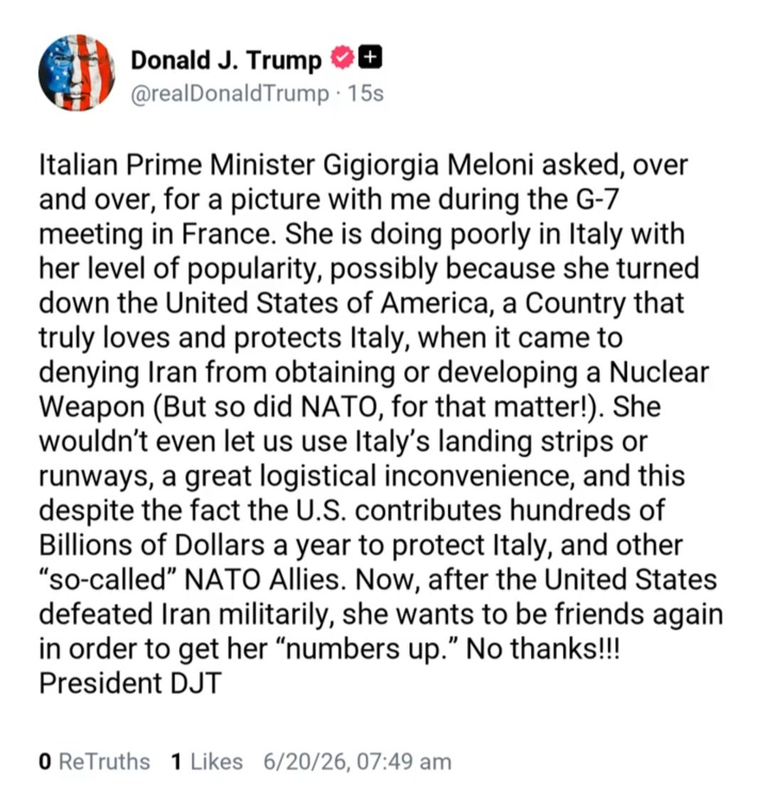 RoDeleyja's tweet photo. Donald #Trump se pronuncia sobre Giorgia #Meloni https://t.co/Bt5muYF5yO