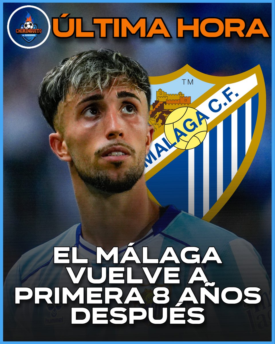 elchiringuitotv's tweet photo. 💙🤍 EL MÁLAGA VUELVE A PRIMERA.

👉 Se impone en el Almería Stadium y vuelve 8 años después a la máxima categoría del fútbol español.

👏 ¡Enhorabuena, @MalagaCF! https://t.co/40NgReJ3dA
