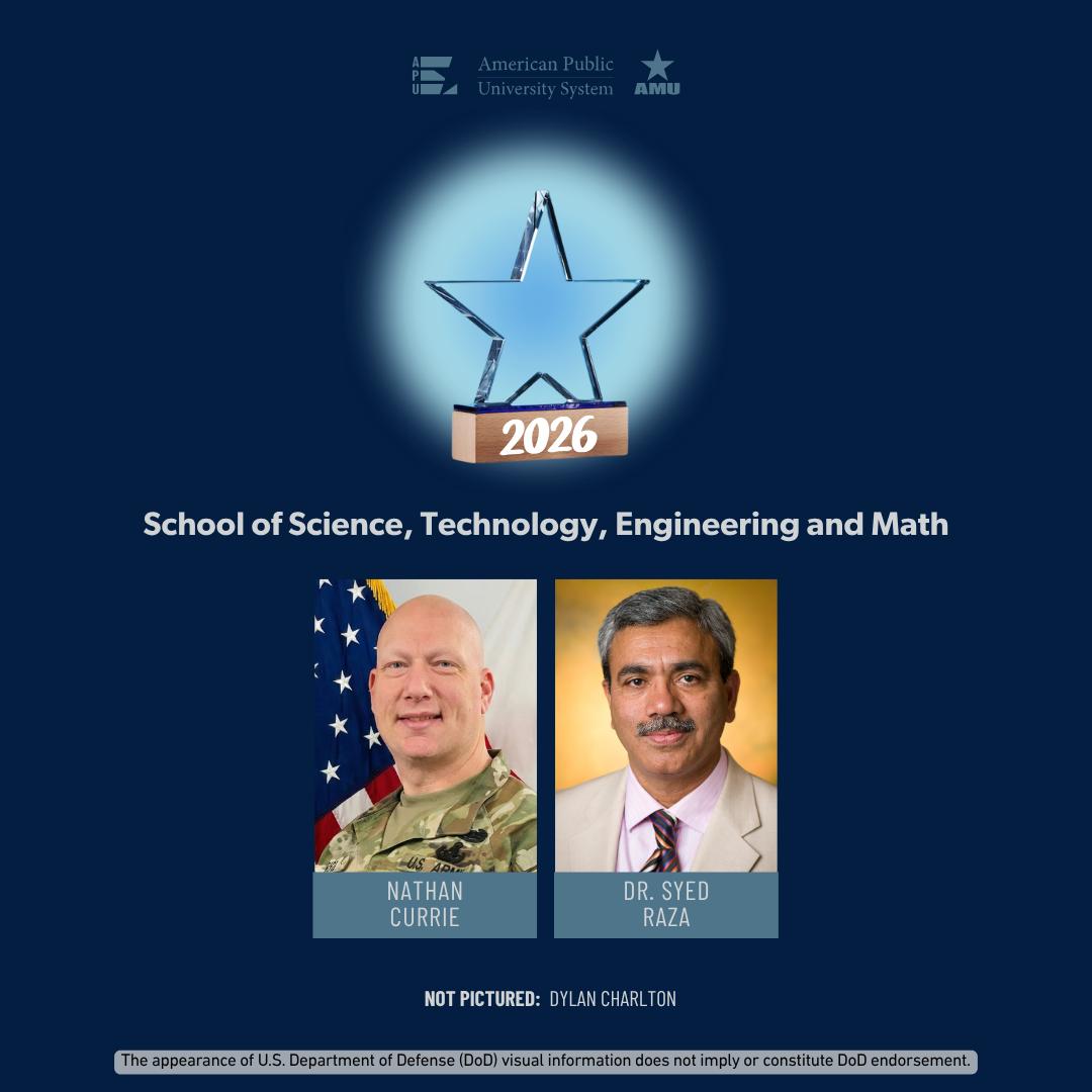 deltabobm's tweet photo. 📣Congratulations to the 2026 APUS School of Science, Technology, Engineering and Math Award Winners! 🏆
Each of these award winners demonstrates innovation, discipline and a commitment to advancing knowledge across #STEM fields.
➡ Learn more- https://t.co/1omc74BkP6 https://t.co/hFZ45qJv74