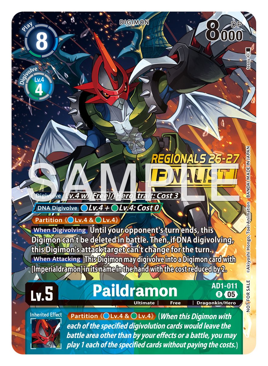 digimon_tcg_EN's tweet photo. [REVEALS]

Hello Digimon Tamers!
Today’s alt-art prize cards are [AD1-011 Paildramon] from the Regional Season 2 Card Set!

World Championship 26–27 Regionals Season 2
https://t.co/siZQTiHgrP

#DigimonCardGame https://t.co/pnCDOP2jM1
