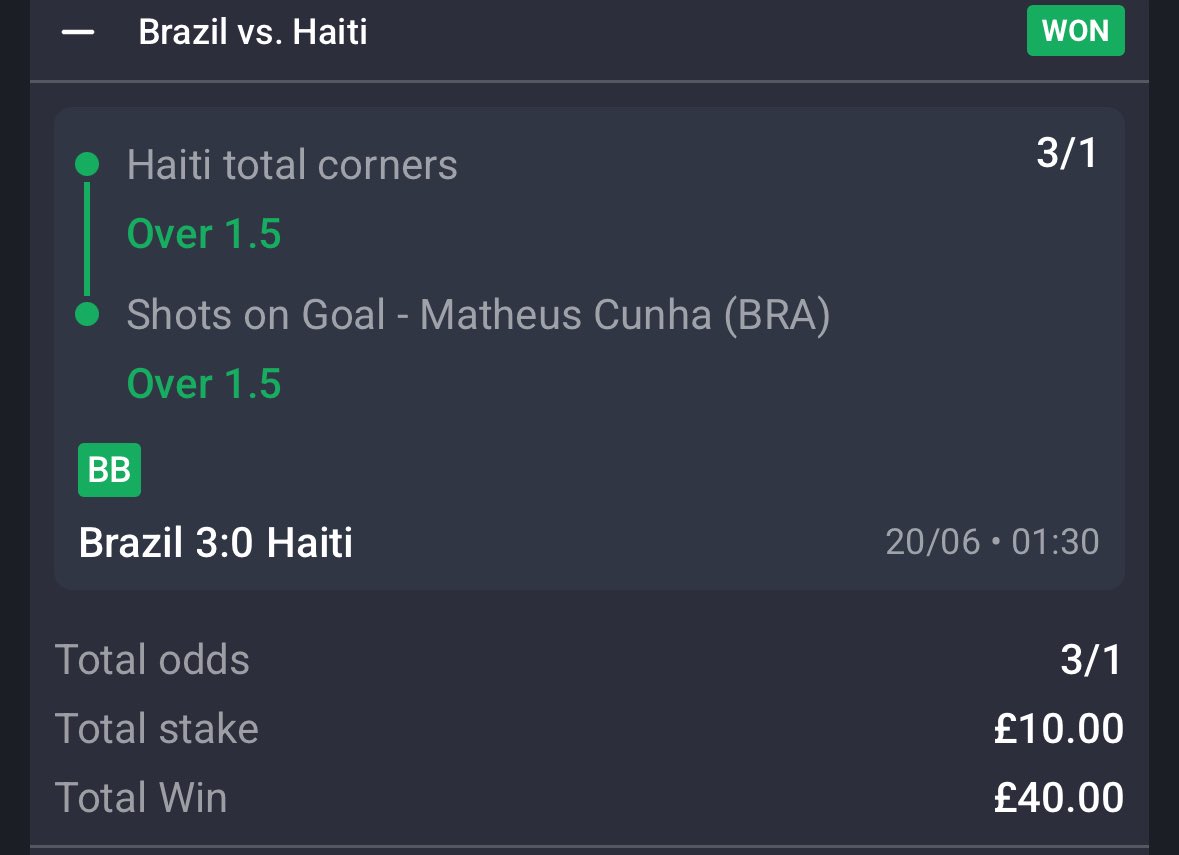 DansFootyBets's tweet photo. A few wins from yesterday 💪🏻

Hopefully the Germany match follows suit 👀

#worldcupbets #footballbets #betbuilder https://t.co/RVILYkHcFS