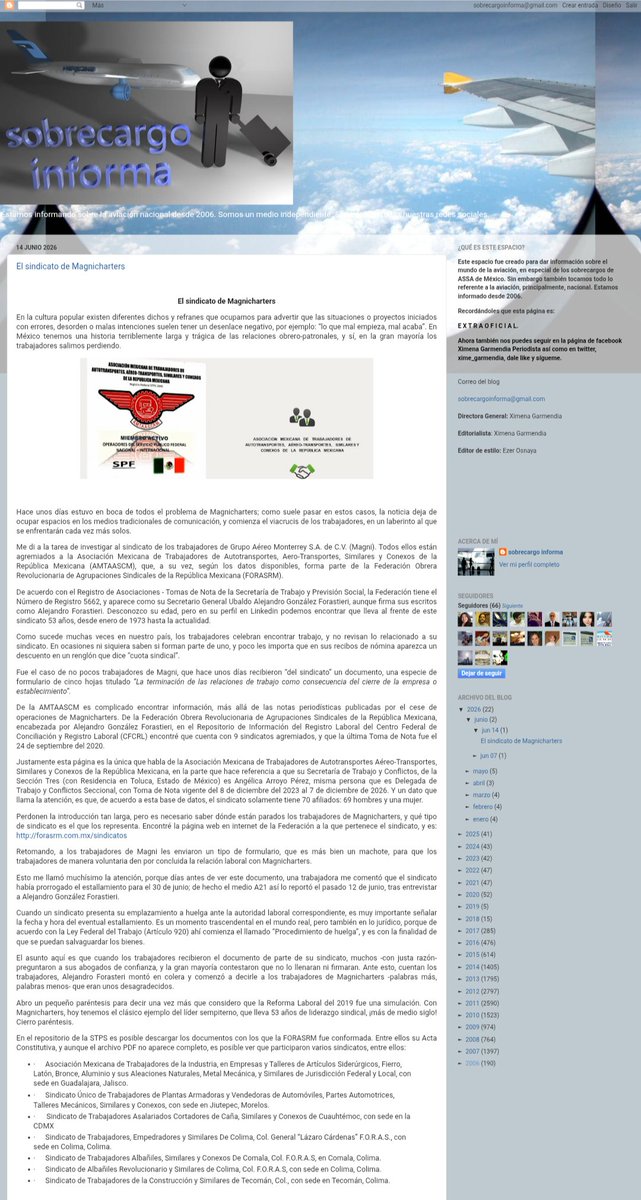 xime_garmendia's tweet photo. Hoy #SobrecargoInforma cumple 20 años.

Hoy cumplo 20 años de dedicarme al periodismo aeronáutico. https://t.co/clzCuNvj3N