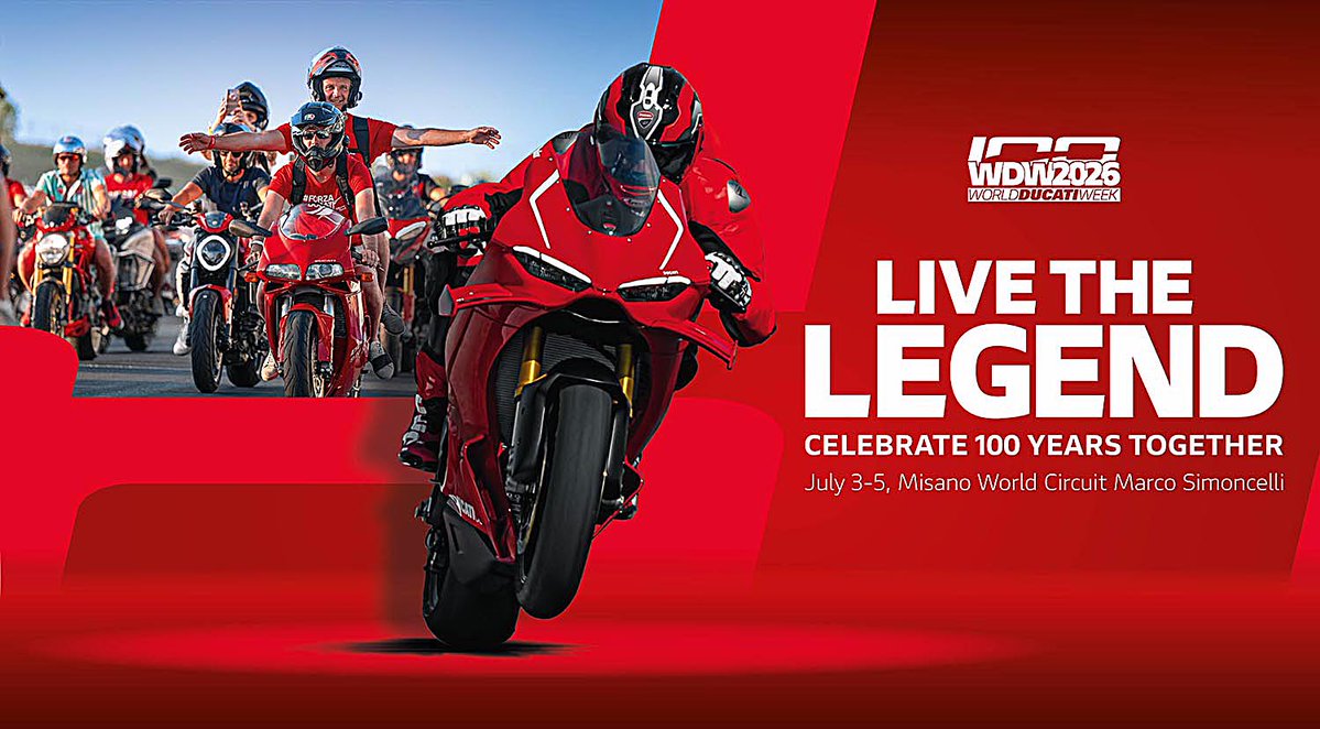 INFORMOTO's tweet photo. WORLD DUCATI WEEK 2026: ¡100 AÑOS DE HISTORIA, TRES DÍAS DE CELEBRACIÓN, UNA GRAN PASIÓN!
https://t.co/WzC1g2KOac
@ducaticorse @ducatiargentina https://t.co/lWTBWxarcT