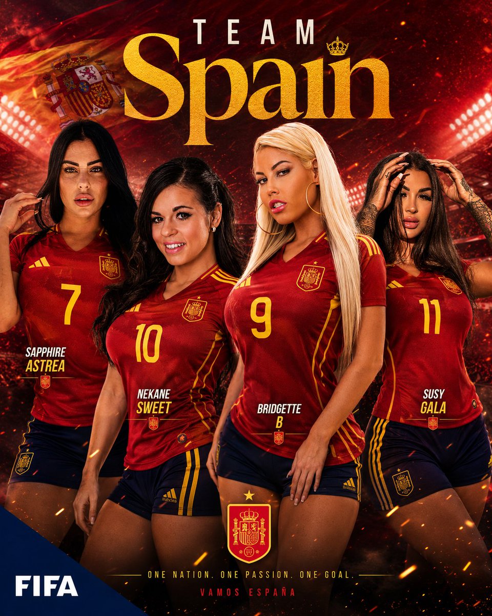 DoujinBrazil's tweet photo. Spain Team 🇪🇸 : 

- Bridgette B 
- Apolonia Lapiedra
- Anastasia Brokelyn
- Alexa Tomas
- Amarna Miller
- Susy Gala
- Mina Von D
- Zoe Doll
- Claudia Bavel
- Nekane Sweet
- Sapphire Astrea

#Spain #tikitaka #WorldCup https://t.co/XUEwsL7WNm